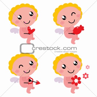Cute valentine's cupid or angel isolated on white