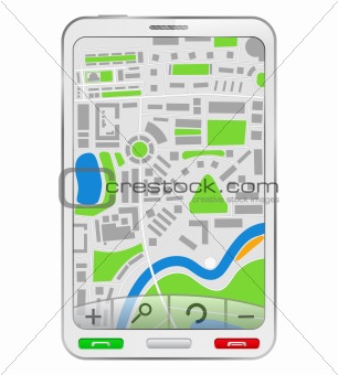 GPS Navigator in white smartphone