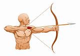 Strong archer with bow and arrow