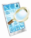 Magnifying glass search icon  phone concept