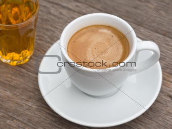 White ceramic Cup of coffee and glass of tea