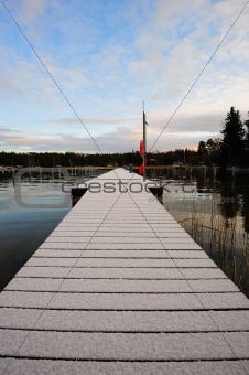 Snow-covered pier