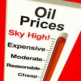 Oil Prices High Monitor Showing Expensive Fuel Costs