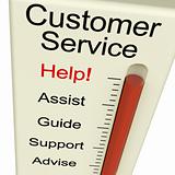 Customer Service Help Meter Shows Assistance Guidance And Support