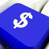 Dollar Symbol Computer Key In Blue Showing Money Or Investment