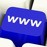 Www Computer Key In Blue Showing Online Websites Or Internet