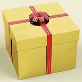 Gold Gift Box With Ribbon As Birthday Present