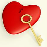 Heart With Key Showing Love Romance And Valentines