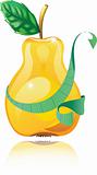 glossy glass yellow pear with measuring ribbon