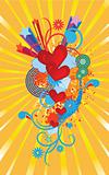 valentine pop-art background card with hearts