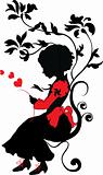Silhouette little girl with love letter