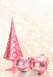 Pink holiday tree with glass balls 