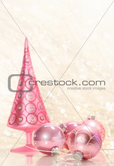 Pink holiday tree with glass balls 