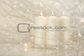 Three white candles 