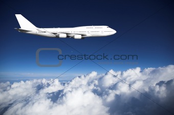 Jumbo jet  above clouds