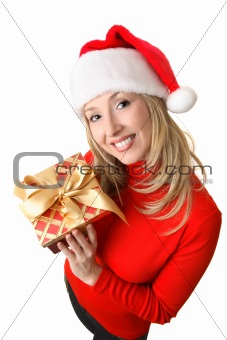 Female holding a Christmas present
