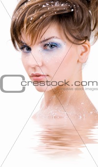 snow girl in the water