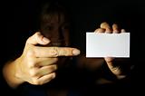Woman Holding Blank Blank Business Card