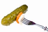  Pickled cucumber on a fork