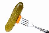  Pickled cucumber on a fork
