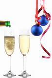 Champagne glass and Christmas decoration