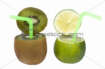 Lime and kiwi abstract fruit drink.