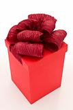 red gift box on white background