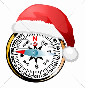 Compass in Santa's hat 