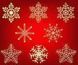 Collection of gold winter snowflakes