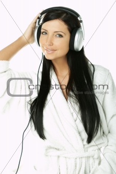 Beauty with headphones
