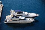 Top view of expensive boats