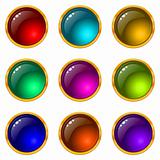 Buttons with gems, set, round