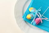 Place setting for Easter elegant and blue