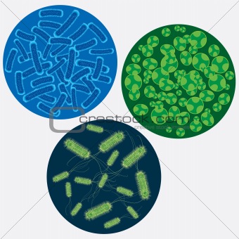 Abstract images of viruses.