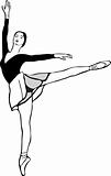 a ballerina on pointe in arabesque position