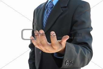 businessman hand holding isolated on white background
