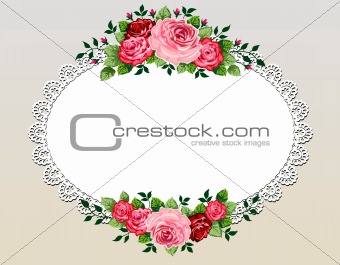 Vintage roses bouquet frame