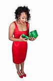 Black Woman Opening a Christmas or birthday present
