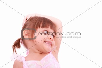 beauty baby face on white background - 3 years old