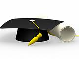 graduation cap diploma isolated on a white background 