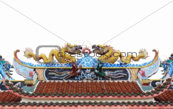 Chinese dragons on the roof of temple