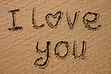I love you, written on a beach.