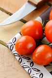 Tomatoes Cherry fresh ripe  on a  wooden board