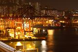 container terminal at night in city