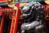 Bronze lion in chinese temple