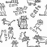 Seamles background of funny sketch cats