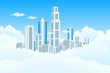 New Modern City in Clouds