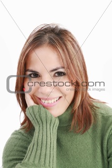 Beautiful happy young woman with pretty smile