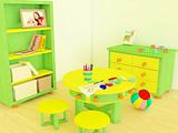 Study and game zone in a children's room 3d image
