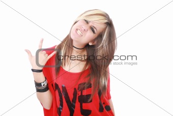 Portrait of a beautiful young female rock singer 